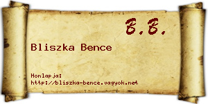 Bliszka Bence névjegykártya